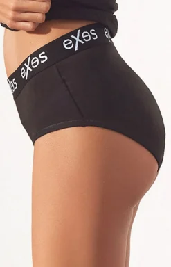 Damskie EXES Figi, Stringi, Panty|Figi Bawełniane - Bawełniane figi damkie wyokie czarne D685