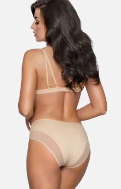 Damskie Babell Figi, Stringi, Panty|Figi Damskie - Bawełniane ajtki dakie beżowe z tiue BB 179