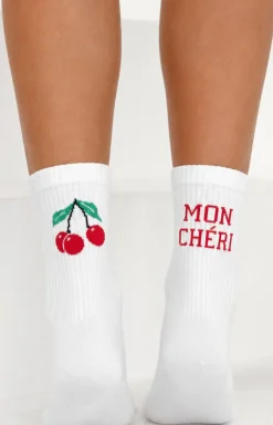 Damskie Milena Skarpetki|Długie Skarpetki - Bawełniane skarpetki damskie białe Mon Cheri 0200.246