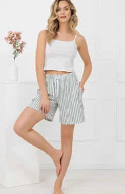 Damskie Italian Fashion Piżamy Damskie Krótkie|Bielizna Homewear - Bawełniane podenki dakie krótkie załwiowe Faro