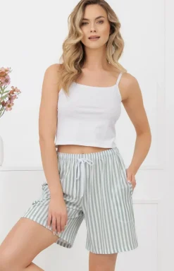 Damskie Italian Fashion Piżamy Damskie Krótkie|Bielizna Homewear - Bawełniane podenki dakie krótkie załwiowe Faro