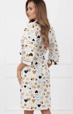 Damskie Italian Fashion Szlafroki I Peniuary|Szlafroki Damskie - Bawełniany zlafrok damki z rękawem 3/4 oreno