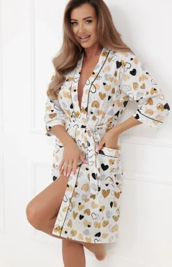 Damskie Italian Fashion Szlafroki I Peniuary|Szlafroki Damskie - Bawełniany zlafrok damki z rękawem 3/4 oreno