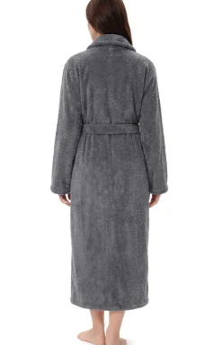 Bawełniany szlafrok frotte z kołnierzem antracytowy SF03