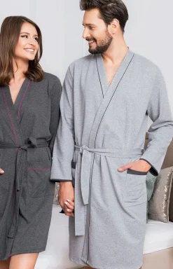 Męskie Italian Fashion Szlafroki Męskie - Bawełniany szlafrok męski dł.rękaw Gabriel