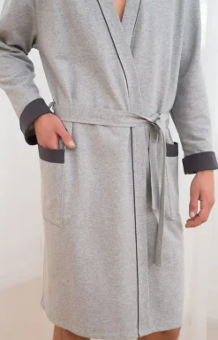Męskie Italian Fashion Szlafroki Męskie - Bawełniany szlafrok męski dł.rękaw Gabriel