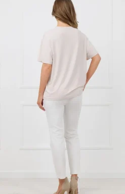 Italian Fashion Moda|Bielizna Homewear - Beżowa buzka daka na krótki rękaw Ria