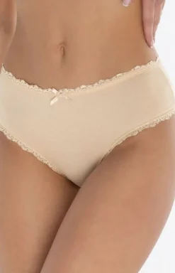 Damskie leptir Figi, Stringi, Panty|Figi Bawełniane - Beżowe figi damkie Chloe