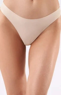 Damskie Julimex Bielizna Plus Size|Stringi Bezszwowe - Beżowe tringi dakie bezzwowe tring ipe