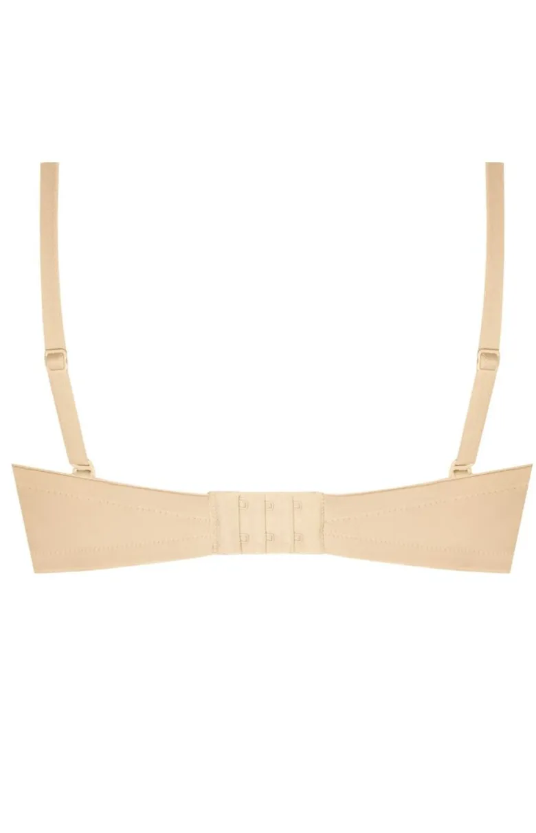 Beżowy gładki biustonosz balconette push-up Ewa