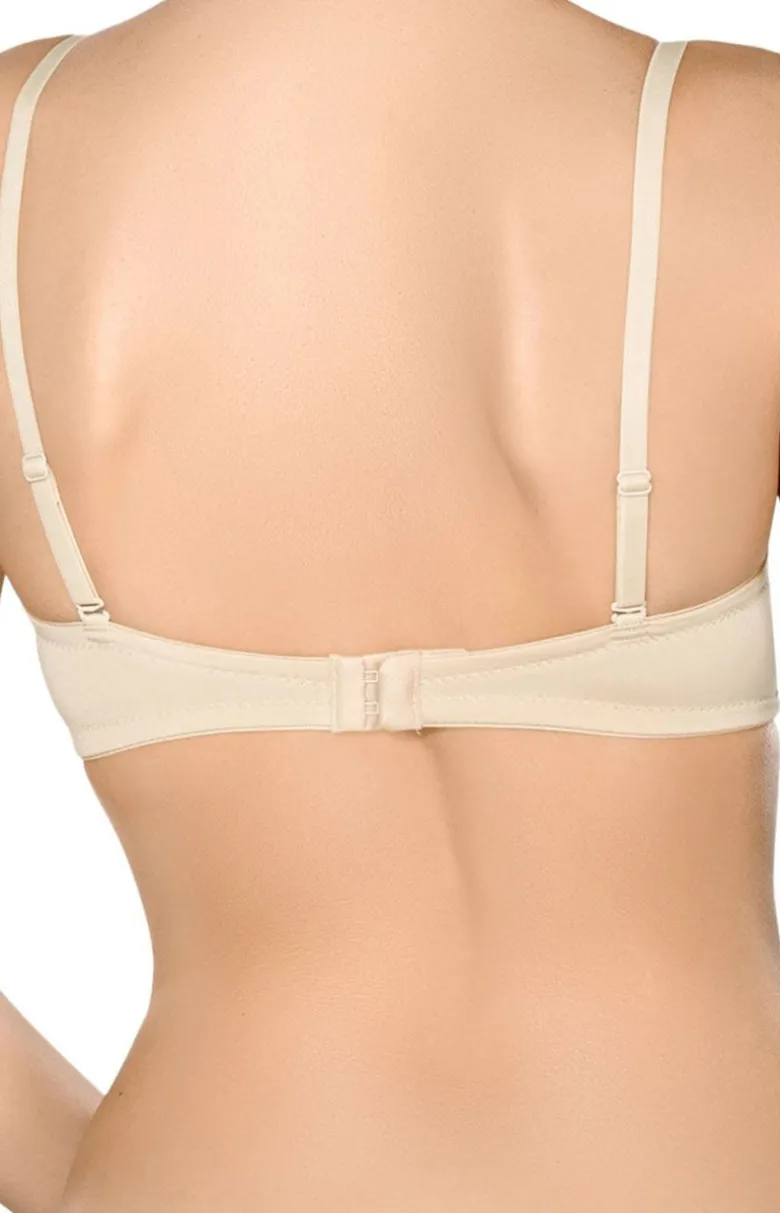 Beżowy gładki biustonosz balconette push-up Ewa
