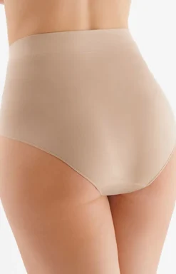 Bezszwowe cieliste majtki z wysokim stanem Midi Briefs S109