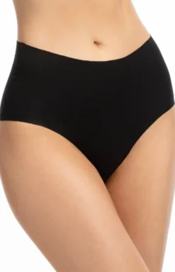 Damskie Julimex Majtki Z Wysokim Stanem|Bielizna Plus Size - Bezzwowe figi dakie czarne Infinity axi