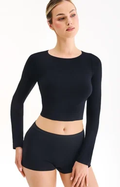 Gabriella Moda - Bezszwowy krótki top z długim rękawem Seamless S117
