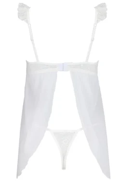 Biała koszulka babydoll tiulowa Milagros