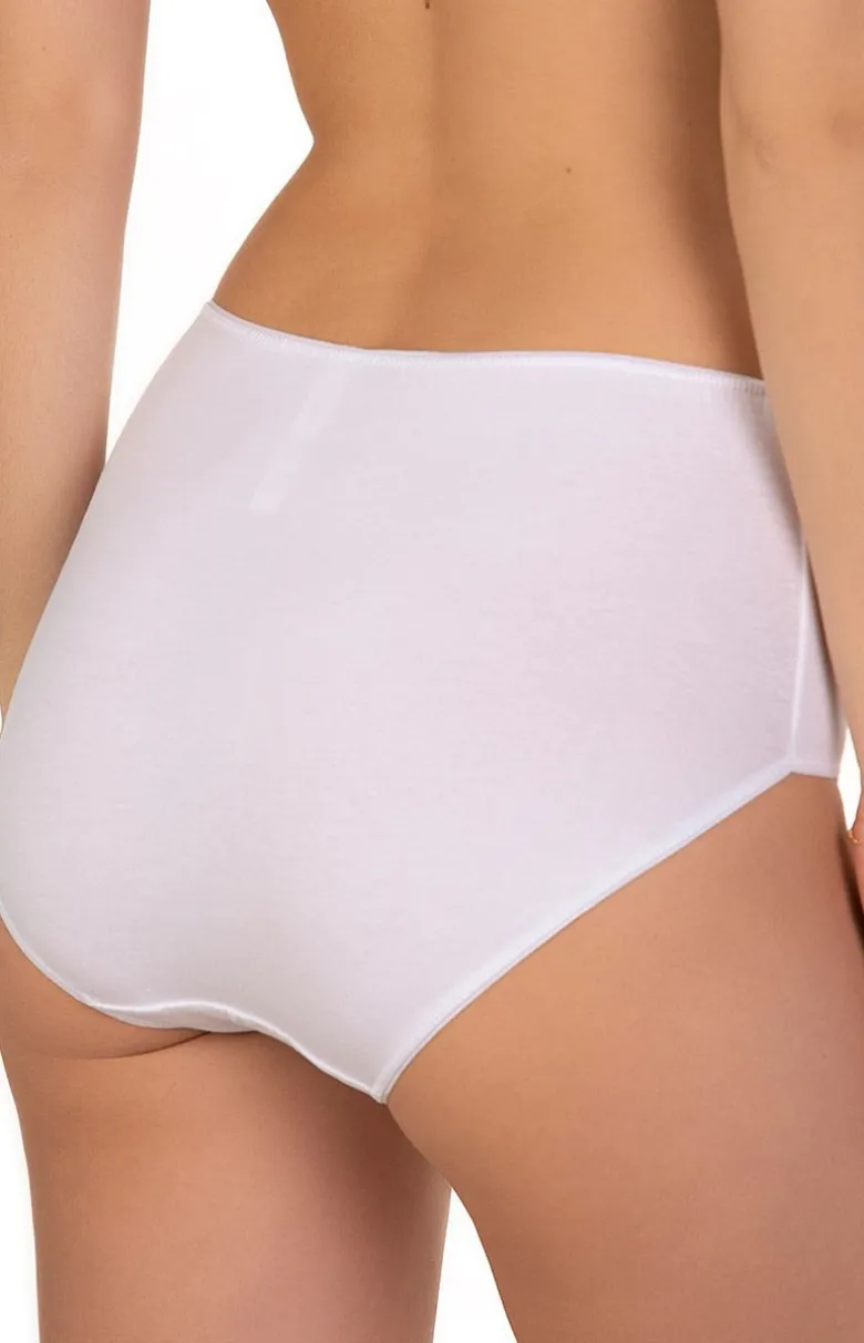 Białe bawełniane figi damskie z wysokim stanem 2-pack L-400MD-01
