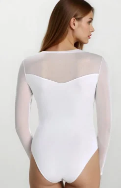 Białe body damskie z siateczką Willow 2407