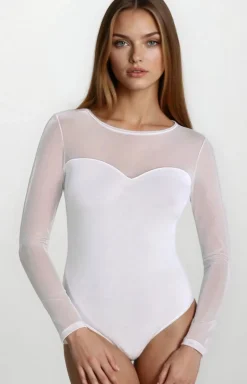 Białe body damskie z siateczką Willow 2407