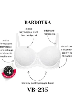 Vena Bielizna Ślubna|Biustonosze Usztywniane - biustonosz bardotka z odpinanymi ramiączkami VB-235