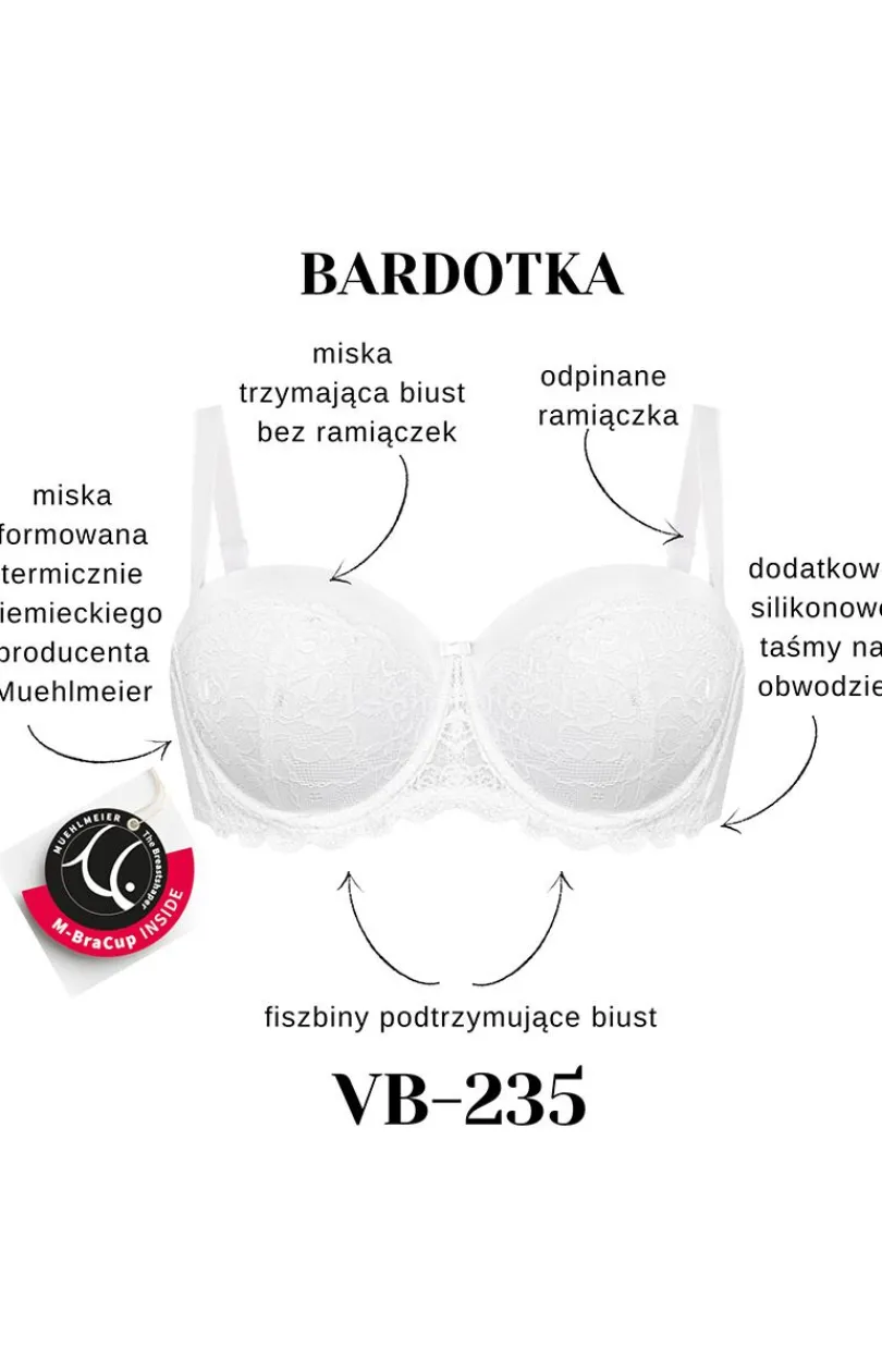 Vena Bielizna Ślubna|Biustonosze Usztywniane - biustonosz bardotka z odpinanymi ramiączkami VB-235