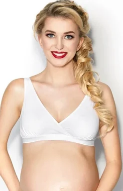Biały miękki ciążowy biustonosz do karmienia Mama Basic Lilly