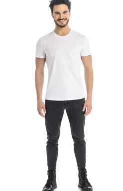 Biały t-shirt męski bawełniany koszulka z krótkim rękawem Luca