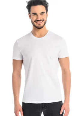 Biały t-shirt męski bawełniany koszulka z krótkim rękawem Luca