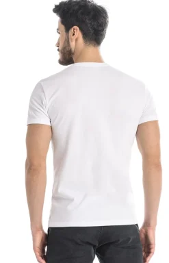 Biały t-shirt męski bawełniany koszulka z krótkim rękawem Luca