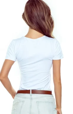 Biały t-shirt z wycięciami Briana