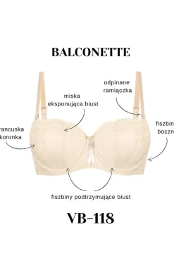 Biustonosz balconette usztywniany z odpinanymi ramiączkami VB-118