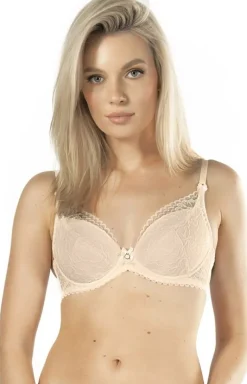 Biustonosz koronkowy push-up beżowy Elisabeth BP19