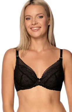 Biustonosz koronkowy push-up czarny Elisabeth BP19