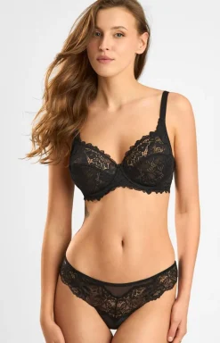 Lormar Biustonosze Miękkie - Biustonosz miękki na fiszbinach z czarnej koronki Curvy 400L