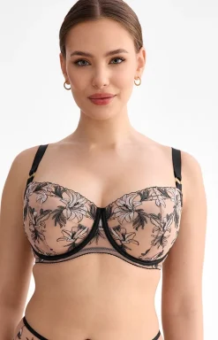 Biustonosz miękki soft balconette beżowo-czarny Salma B139