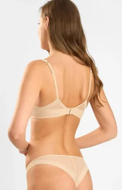 Biustonosz push-up balconette plunge beżowy 1919