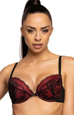 Biustonosz push-up czarno-czerwony Mollie M-3755/1
