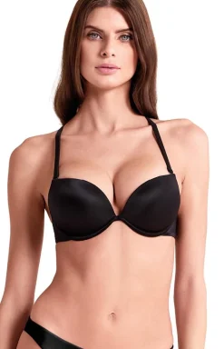 Biustonosz super push-up balkonetka czarny 023L