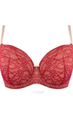 Biustonosz usztywniany full cup bordowo-beżowy Tess