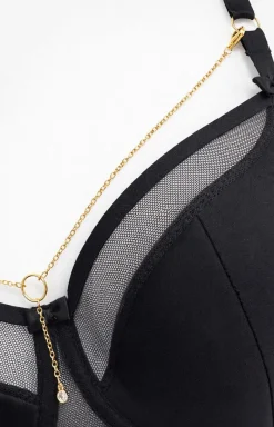 Róża Bielizna Plus Size|Biustonosze Usztywniane - Biustonosz usztywniany z ozdobnym łańcuszkiem Gold Rush
