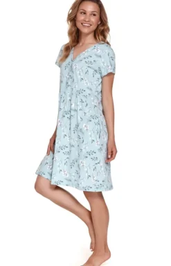 Błękitna koszula nocna w eukaliptusy TCB.9930.POOL_BLUE