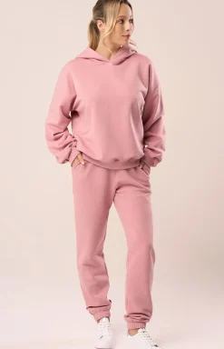 Bluza dresowa damska z kapturem w kolorze antyczny róż 3010