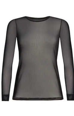 Bluzka damska longsleeve z siateczki przezroczysta czarna 179308