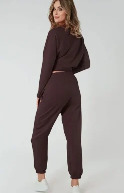 Damskie Italian Fashion Ciepłe Piżamy|Piżamy Damskie Długie - Buzka daka z długi rękawe brązowa adri