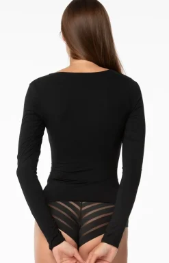 Bluzka damska z długim rękawem czarna Simple Longsleeve