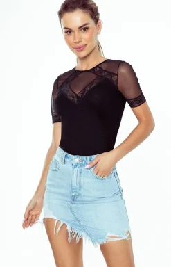 Eldar Moda - Bluzka damka z koronką czarna Perefona
