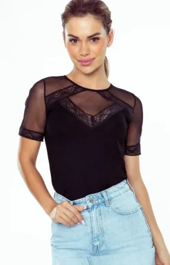 Eldar Moda - Bluzka damka z koronką czarna Perefona