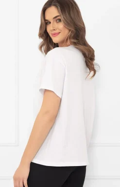 Italian Fashion Podkoszulki|Podkoszulki - Buzka damska z krótkim rękawem biała Kara