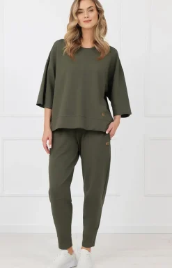 Bluzka damska z rękawem 3/4 khaki Kaori