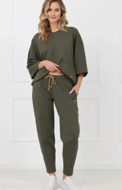 Bluzka damska z rękawem 3/4 khaki Kaori