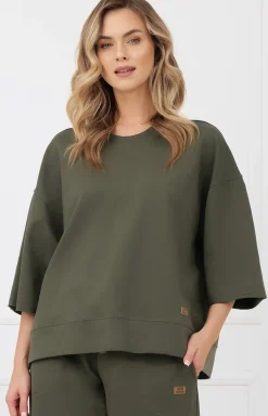 Bluzka damska z rękawem 3/4 khaki Kaori
